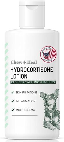 Chew + Heal Labs Hydrocortisone Lotion for Dogs - 4 oz Anti Itch Cream for Irritated Skin, Flea Bites, Itching, and More - Made in The USA in Kuwait
