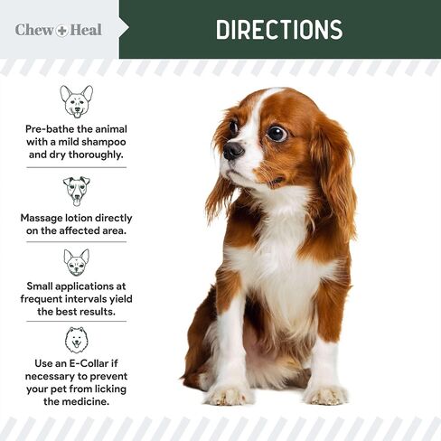 Chew + Heal Labs Hydrocortisone Lotion for Dogs - 4 oz Anti Itch Cream for Irritated Skin, Flea Bites, Itching, and More - Made in The USA in Kuwait