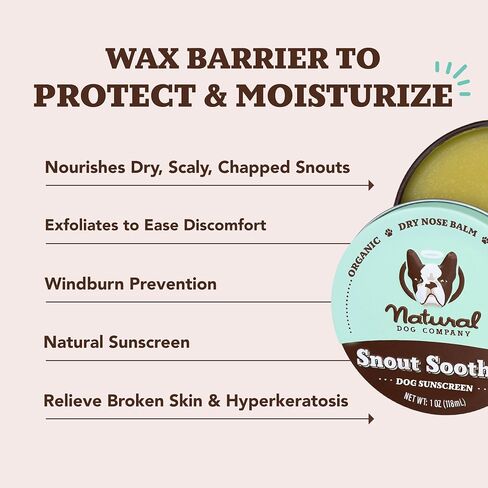 Natural Dog Company Snout Soother Balm (1 oz) for Dry, Cracked Noses, All-Natural, Lick-Safe, Soothing Nose Balm with Moisturizing Butter, Winter Nose Protection Dogs in Saudi Arabia