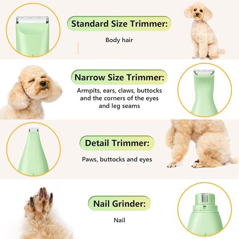 SUPRENT Dog Grooming Kit, 4 in 1 Quiet Pet Clippers for Grooming Supplies, Cordless Cat Paw Trimmer Dog Nail Grinder, Professional Long Hair Shaver Set for Cat Matted Hair and Small Dogs Thick Coats in Saudi Arabia
