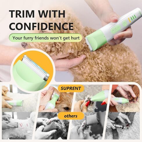 SUPRENT Dog Grooming Kit, 4 in 1 Quiet Pet Clippers for Grooming Supplies, Cordless Cat Paw Trimmer Dog Nail Grinder, Professional Long Hair Shaver Set for Cat Matted Hair and Small Dogs Thick Coats in Saudi Arabia