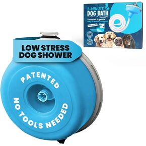 5-MinutePetBath Low Stress Dog Shower Attachment for Shower Head, Portable Pet Wash Station, Dog Washing Kit, Pet Shower Attachment, Epsom Salt Dog Spa, Shower Hose Attachment, Dog Wash - Blue