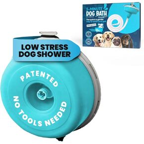 5-MinutePetBath Low Stress Dog Shower Attachment for Shower Head, Portable Pet Wash Station, Dog Washing Kit, Pet Shower Attachment, Epsom Salt Dog Spa, Shower Hose Attachment, Dog Wash - Blue