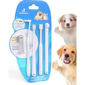 Small Dog Toothbrush Kit,Puppy Tooth Brushing Kit, Suitable for All Puppy and Samll Dogs Dental Care. White, Soft Bristles, Meet All Cleaning Needs, Multi-Functional Dental Cleaning.