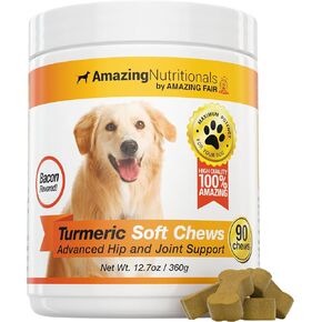 Amazing Turmeric for Dogs Curcumin Pet Antioxidant, Eliminates Joint Pain Inflammation, 120 Chews