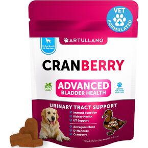 Dog UTI Treatment - Cranberry Supplement & Bladder Control for Dogs - Urinary Tract Infection Incontinence Pill, Bladder Stones - UTI Medicine Treats - 120 Soft Chews for Kidney Support with Fish Oil