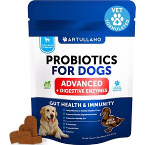Probiotics for Dogs - Support Gut Health, Itchy Skin, Allergies, Immunity, Yeast Balance - Dog Probiotics and Digestive Enzymes with Prebiotics - Reduce Diarrhea, Gas - 120 Probiotic Chews for Dogs