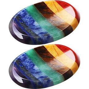 7 Chakra Worry Stone Crystals - Palm Stones for Stress & Anxiety Relief - Orgone Stone with Healing Properties - Polished Stones for Meditation & Reiki (Set of 2)