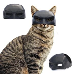 BIANCO Handmade BatCat Mask Cosplay, Bat Style Cat Mask, Pet Costume Accessory, Fun and Adorable Superhero Cosplay Mask for Cats, Black CatBat Cosplay Halloween Mask Hat for Cats, Cat Apparel (Small-Medium)