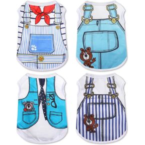 4 Pack Girl Dog Clothes, Summer Mesh Printed Puppy Clothes for Small Dogs Girl, Cute Sleeveless Dog Shirts for Small Dogs Cats Female - Quick Dry & Lightweight Pet T Shirts, XXS
