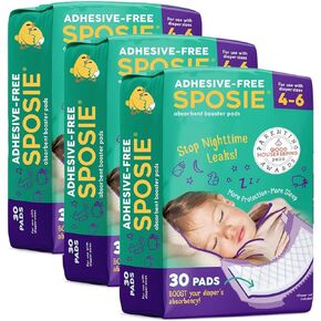 Sposie Booster Pads, Stop Overnight Diaper Leaks, Adhesive-Free for Easy repositioning, Helps Reduce Nighttime Diaper Changes and Diaper Rash, Use with Sizes 4-6, 90 ct.