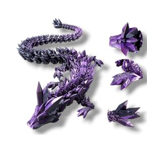 14in Articulated Crystal Dragons (Black/Purple) - Made in USA