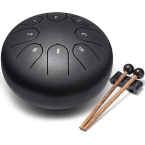 Steel Tongue Drum Musical Instruments: 6 Inch 8 Notes Metal Hand Drums, Music Gifts for Family Friends (Malachite)
