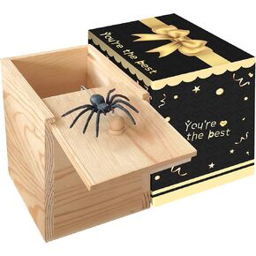 Spider Prank Big Box，Wooden Surprise Box，Spider Money Surprise in a Box,Handmade Fun Practical Surprise Joke Boxes,Prank Stuff