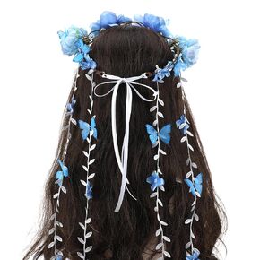 Purple Flower Hippie Headpiece Forest Vines Crown Boho Floral Headband for Women Girls Fairy Bohemian Cosplay Wedding Bridal Shower Renaissance Fair Proms Bachelor Party