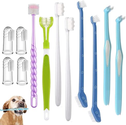 Dog Toothbrush, 360 Degree Finger Toothbrushes, Triple Head Toothbrushes, Double Head Toothbrush,Cleaning Brushes for Dog Cat Oral Dental Health (9 Pack) in Kuwait