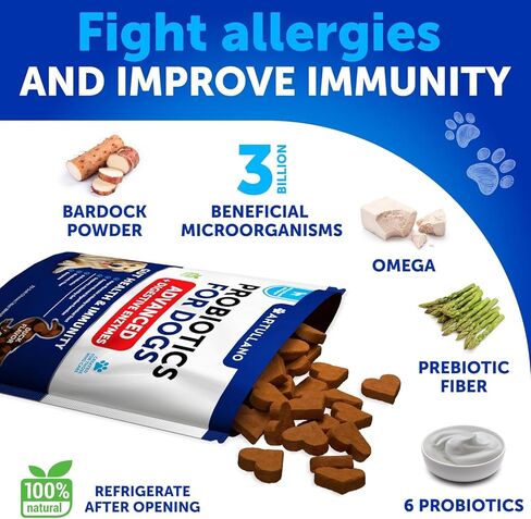 Probiotics for Dogs - Support Gut Health, Itchy Skin, Allergies, Immunity, Yeast Balance - Dog Probiotics and Digestive Enzymes with Prebiotics - Reduce Diarrhea, Gas - 120 Probiotic Chews for Dogs in Kuwait