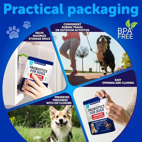 Probiotics for Dogs - Support Gut Health, Itchy Skin, Allergies, Immunity, Yeast Balance - Dog Probiotics and Digestive Enzymes with Prebiotics - Reduce Diarrhea, Gas - 120 Probiotic Chews for Dogs in Kuwait