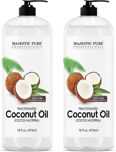 Majestic Pure Fractionated Coconut Oil - Relaxing Massage Oil, Liquid Carrier Oil for Diluting Essential Oils - Skin, Lip, Body & Hair Oil Moisturizer & Softener - 16 fl oz in Kuwait