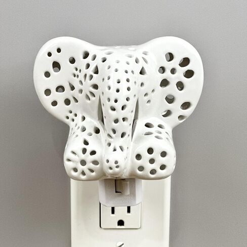 Lily's Lights Handmade Ceramic White Elephant LED Night Light for Kids – Safari Nursery & Room Decor, Energy Efficient Plug-in Night Light with Soft Glow, Includes Gift Box in Saudi Arabia