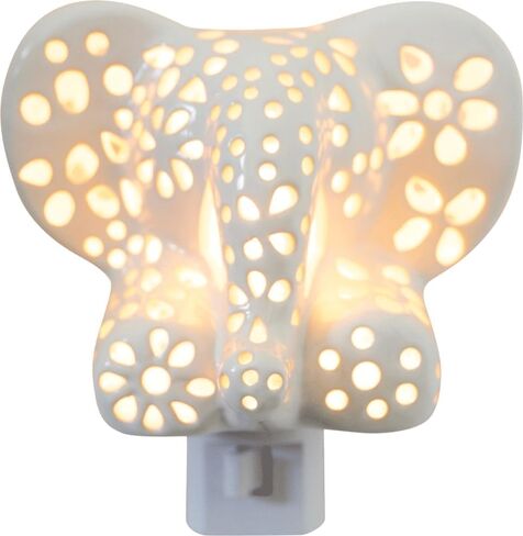 Lily's Lights Handmade Ceramic White Elephant LED Night Light for Kids – Safari Nursery & Room Decor, Energy Efficient Plug-in Night Light with Soft Glow, Includes Gift Box in Saudi Arabia