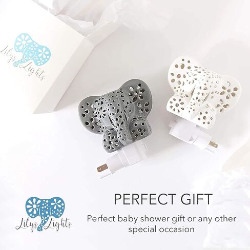 Lily's Lights Handmade Ceramic White Elephant LED Night Light for Kids – Safari Nursery & Room Decor, Energy Efficient Plug-in Night Light with Soft Glow, Includes Gift Box in Saudi Arabia
