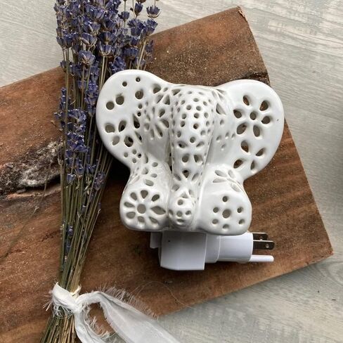 Lily's Lights Handmade Ceramic White Elephant LED Night Light for Kids – Safari Nursery & Room Decor, Energy Efficient Plug-in Night Light with Soft Glow, Includes Gift Box in Saudi Arabia