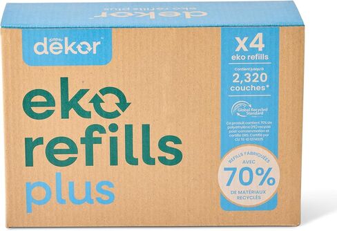 Diaper Dekor Eko Plus Refills, 4 Count | ONLY Eco-Friendly Diaper Pail Refills Made With 70% Recycled Materials | Quicker, Easier & More Cost Effective than Trash Bags | Unscented in Saudi Arabia