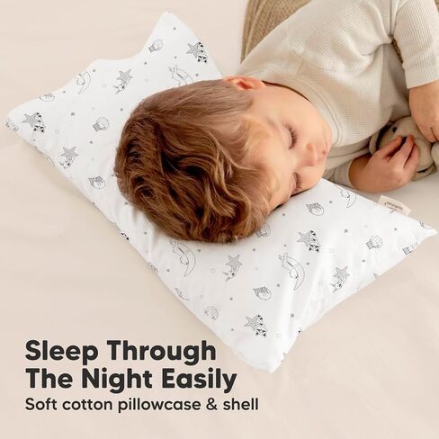 Mini Toddler Pillow with Pillowcase - 9x13 My Little Dreamy Travel Kids Pillow for Sleeping, Toddler Bed, Small, Tiny, Organic Cotton Pillowcase, Soft & Breathable, Kids 2-4 Years Old (Jungle Green) in Saudi Arabia