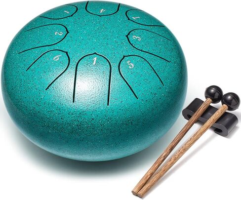 Steel Tongue Drum Musical Instruments: 6 Inch 8 Notes Metal Hand Drums, Music Gifts for Family Friends (Malachite) in Saudi Arabia