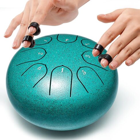 Steel Tongue Drum Musical Instruments: 6 Inch 8 Notes Metal Hand Drums, Music Gifts for Family Friends (Malachite) in Saudi Arabia