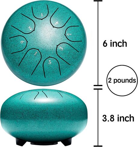 Steel Tongue Drum Musical Instruments: 6 Inch 8 Notes Metal Hand Drums, Music Gifts for Family Friends (Malachite) in Saudi Arabia