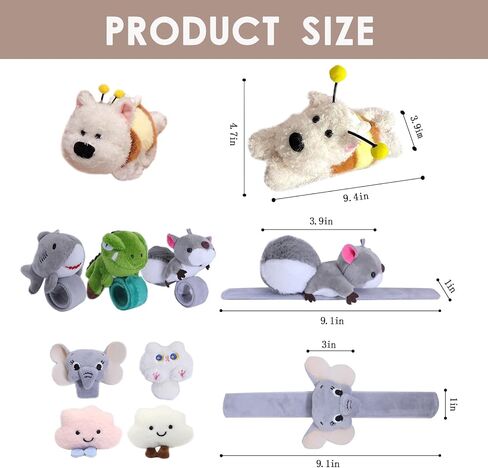 8 Pcs Slap Bracelets Stuffed Animal for Kids, Plush Animal Snap Bracelets Cutie Cuff Sticky Rolls Bracelet Huggers Toy Wrist for Girls Boys Child Gift Party Favors Birthday(style E) in Saudi Arabia