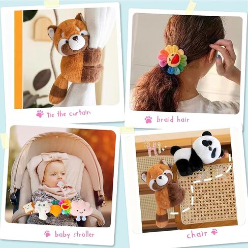 8 Pcs Slap Bracelets Stuffed Animal for Kids, Plush Animal Snap Bracelets Cutie Cuff Sticky Rolls Bracelet Huggers Toy Wrist for Girls Boys Child Gift Party Favors Birthday(style E) in Saudi Arabia