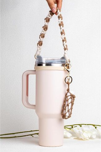 Handmade Stanley Cup Accessories Set Water Bottle Handle Strap, Stanley Charms for Stanley Cup 40oz & 30oz Tumbler Handle of the handbag No Cup (White) in Kuwait
