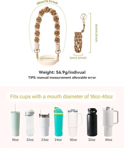 Handmade Stanley Cup Accessories Set Water Bottle Handle Strap, Stanley Charms for Stanley Cup 40oz & 30oz Tumbler Handle of the handbag No Cup (White) in Kuwait