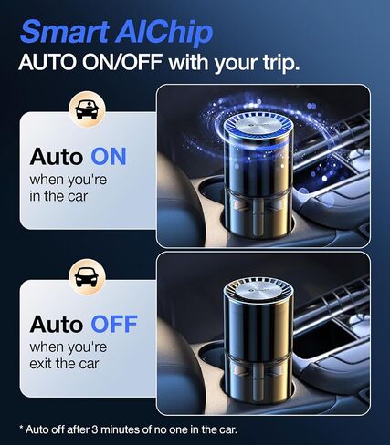 VICSEED AUTO On/Off Smart Car Air Freshener with Blue Ambient Light, Adjustable Concentration & 360°Scent Aroud Car Diffuser, 160ML Large Capacity for 6 Months Long-Lasting Use - Premium Cologne in Saudi Arabia