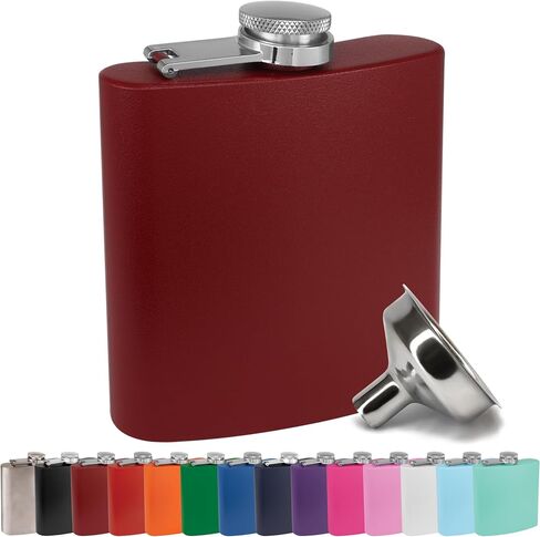 6 oz Stainless Steel Hip Flask with Funnel for Men & Women, Powder Coated Flask Gift Sets for Groomsmen, Bridesmaids, Wedding Party Whiskey Flask for Liquor, by Clear Water Home Goods, Matte Teal in Saudi Arabia