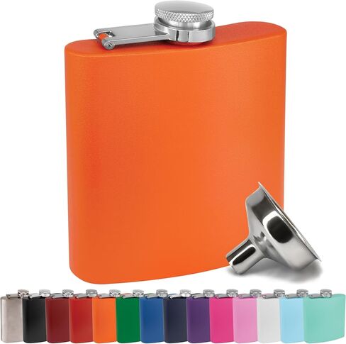 6 oz Stainless Steel Hip Flask with Funnel for Men & Women, Powder Coated Flask Gift Sets for Groomsmen, Bridesmaids, Wedding Party Whiskey Flask for Liquor, by Clear Water Home Goods, Matte Teal in Saudi Arabia