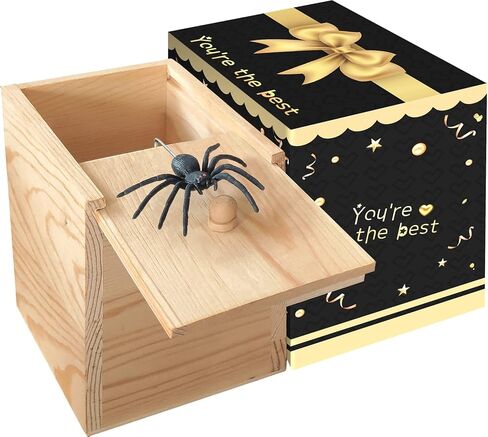 Spider Prank Big Box，Wooden Surprise Box，Spider Money Surprise in a Box,Handmade Fun Practical Surprise Joke Boxes,Prank Stuff in Kuwait