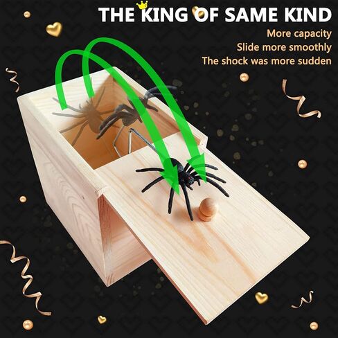 Spider Prank Big Box，Wooden Surprise Box，Spider Money Surprise in a Box,Handmade Fun Practical Surprise Joke Boxes,Prank Stuff in Kuwait
