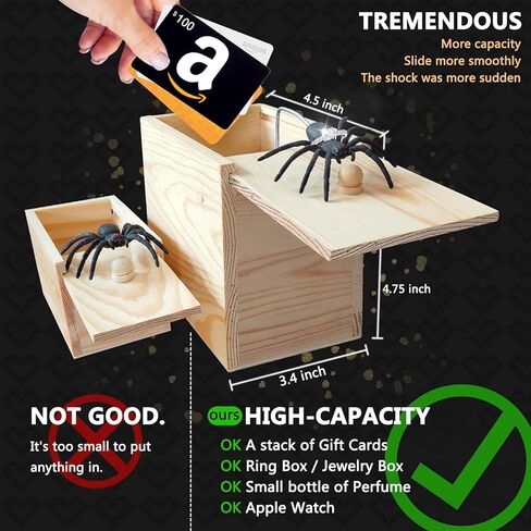 Spider Prank Big Box，Wooden Surprise Box，Spider Money Surprise in a Box,Handmade Fun Practical Surprise Joke Boxes,Prank Stuff in Kuwait