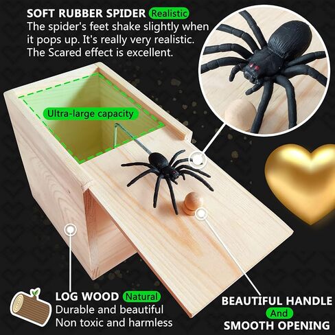 Spider Prank Big Box，Wooden Surprise Box，Spider Money Surprise in a Box,Handmade Fun Practical Surprise Joke Boxes,Prank Stuff in Kuwait