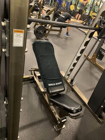 Universal Gym Bench Towel, Full Length w/Elastic Strap Multipurpose Terrycloth (Black) in Saudi Arabia
