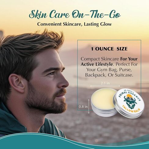 Dr. Dave's Primal Essence Grass Fed Beef Tallow for Skin - Tallow Balm with Shea Butter, Organic Jojoba Oil, Honey, Beeswax - Face and Body Moisturizer - Unscented - 1 oz in Kuwait