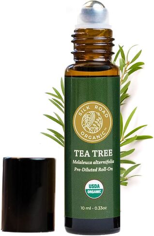 Organic Tea Tree Essential Oil Roll On, 100% Pure USDA Certified – Healthy Skin, Hair, Toenails, Feet - 10 ml Roller by Silk Road Organic - Always Pure, Always Organic in Saudi Arabia