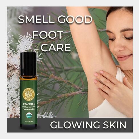 Organic Tea Tree Essential Oil Roll On, 100% Pure USDA Certified – Healthy Skin, Hair, Toenails, Feet - 10 ml Roller by Silk Road Organic - Always Pure, Always Organic in Saudi Arabia