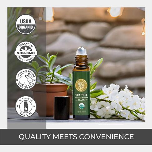 Organic Tea Tree Essential Oil Roll On, 100% Pure USDA Certified – Healthy Skin, Hair, Toenails, Feet - 10 ml Roller by Silk Road Organic - Always Pure, Always Organic in Saudi Arabia