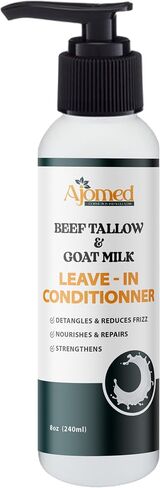 Beef tallow & Goat milk Leave-In Conditioner| Handmade hair Detangler- Anti-Frizz dreadlock moisturizer-Split End Moisturizing Hair Care for Dry, Damaged Hair Moisturizing Curl Primer (8 Fl Oz) in Kuwait