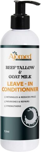 Beef tallow & Goat milk Leave-In Conditioner| Handmade hair Detangler- Anti-Frizz dreadlock moisturizer-Split End Moisturizing Hair Care for Dry, Damaged Hair Moisturizing Curl Primer (8 Fl Oz) in Kuwait